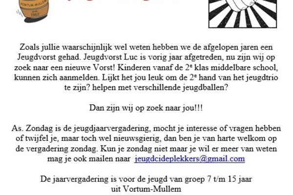 JEUGD vorst gezocht